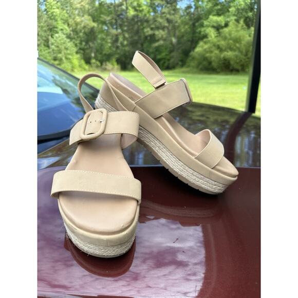 Michael Shannon Women's Beige Kira Espadrille Platform Sandals - Size 11 - Picture 1 of 6